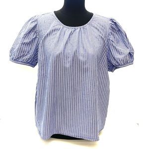 J.Crew Women’s Blue/White Stripe Puffy Sleeve Top